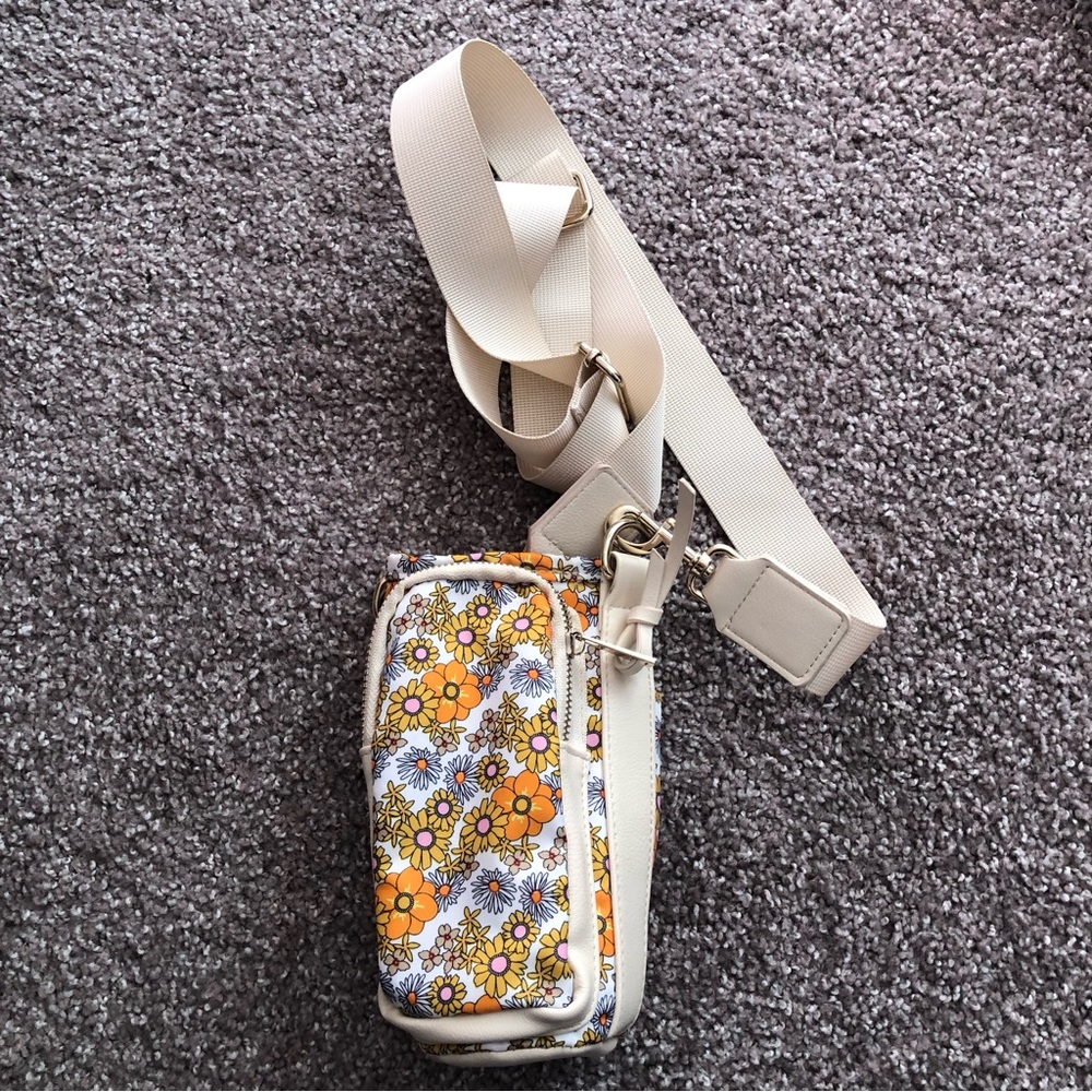 Orange and yellow flora water bottle purse